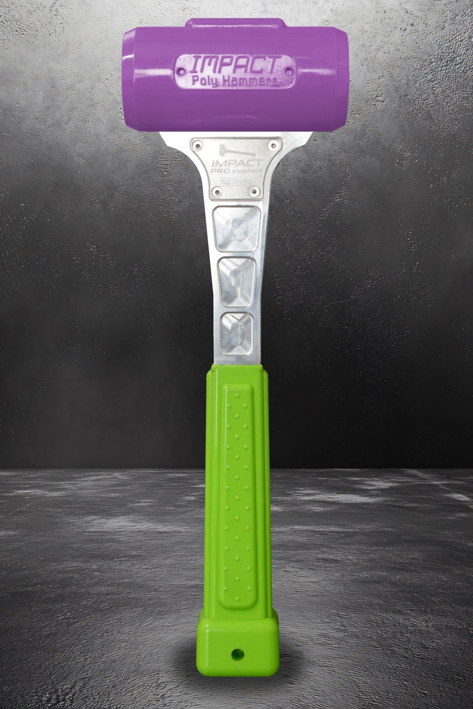 Impact Poly Hammers 20 oz Custom Purple Head / Lime Handle Polyurethane Dead Blow Hammer