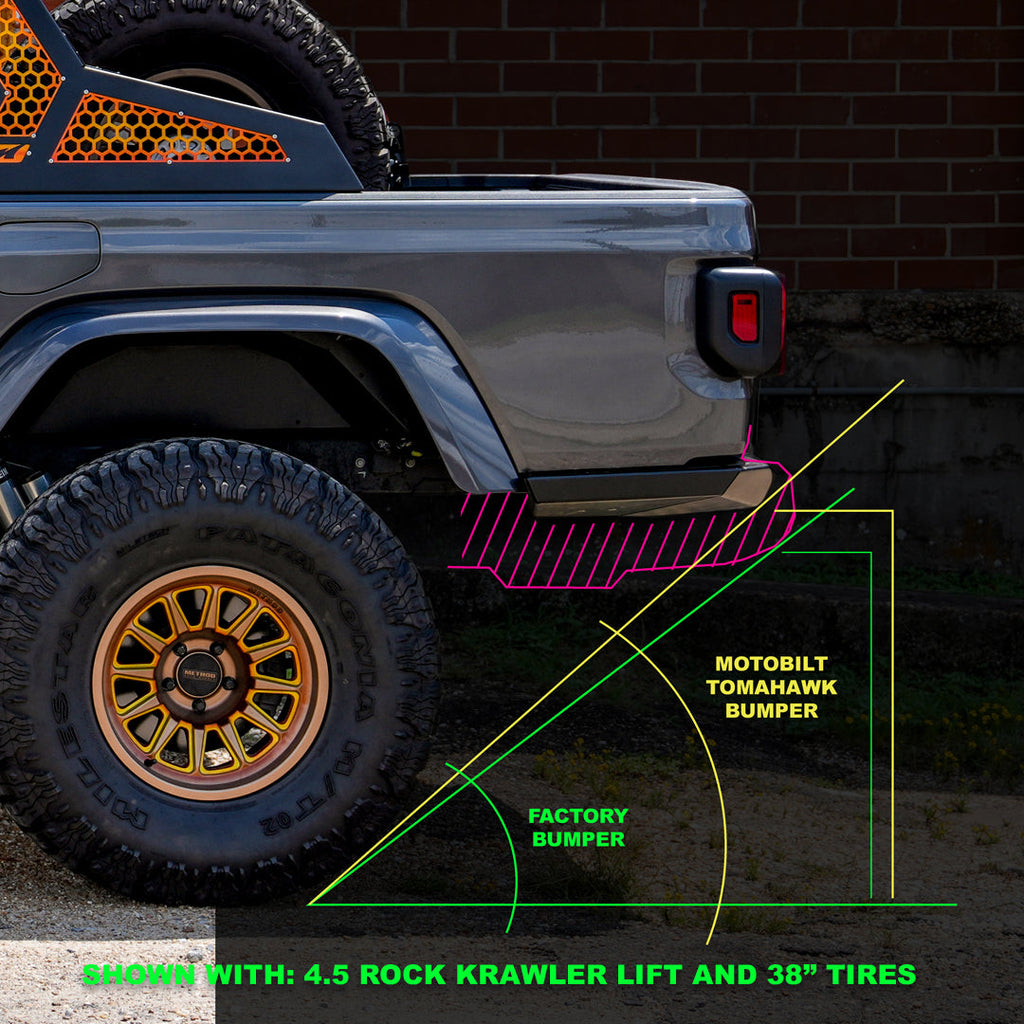 Tomahawk High Clearance Rear Bumper for Jeep JT Motobilt