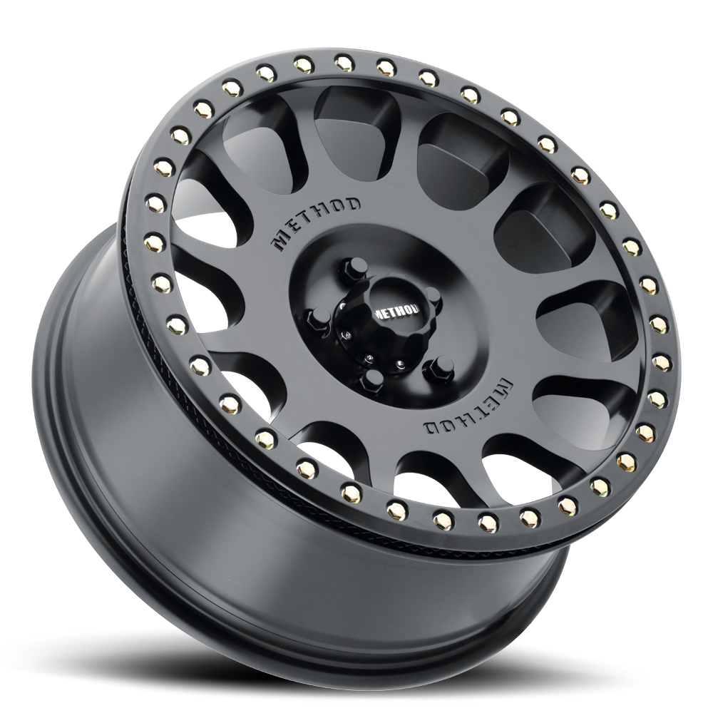 Aluminum Wheels 17x9 Beadlock MR105 Bolt Pattern 5 On 114.3 Offset -38 Lip Size 1.77 Matte Black MB Method