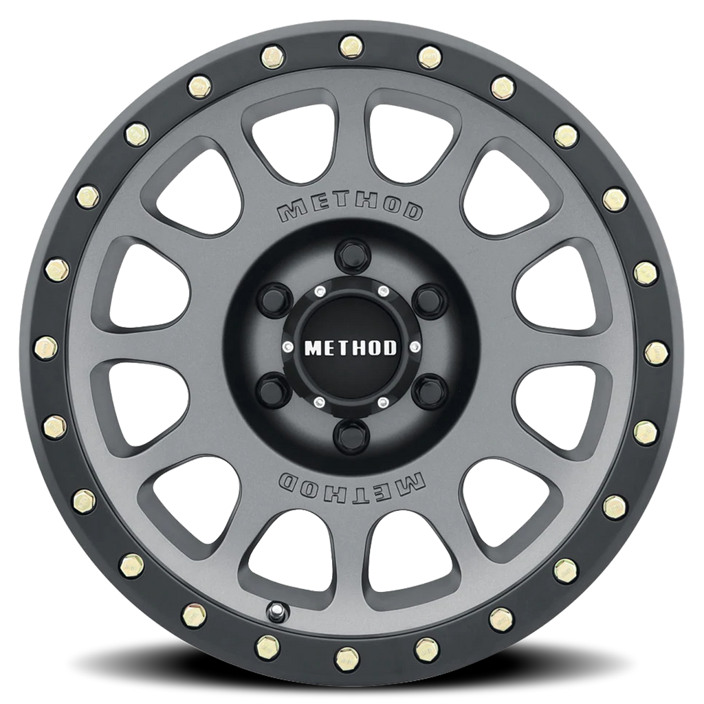 Aluminum Wheels 17x8.5 NV MR305 Bolt Pattern 6 On 139.7 Offset 0 Lip Size 1.3 Titanium TT Matte Black Lip Method