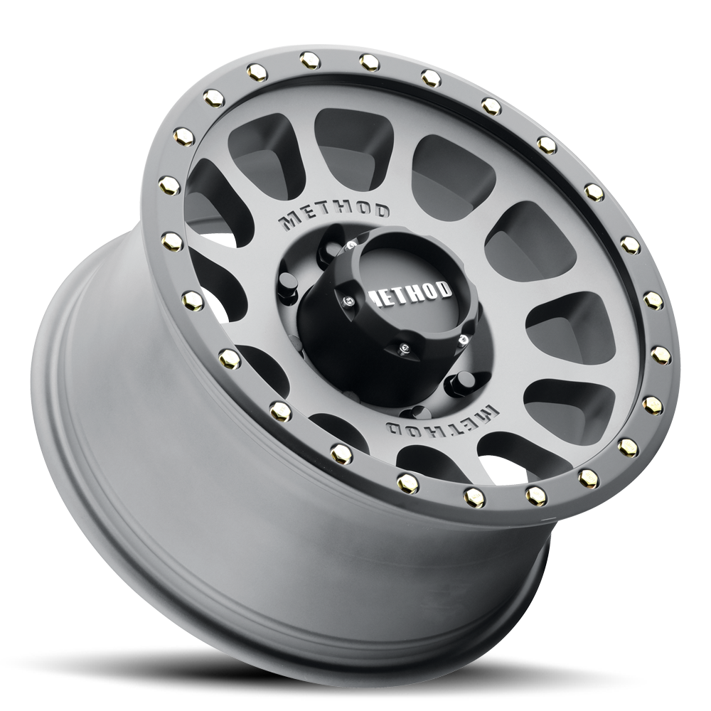 Aluminum Wheels 18x9 NV MR305 Bolt Pattern 8 On 165.1 Offset 18 Lip Size 1.38 Titanium TT Matte Black Lip Method