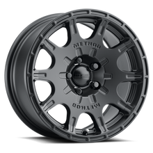 Cargar imagen en el visor de la galería, Aluminum Wheels 15x7 Rally VT-Spec MR502 Bolt Pattern 5 On 100 Offset 15 Lip Size 0 Matte Black MB Method