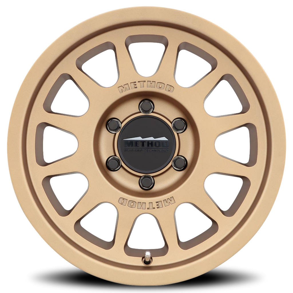 Aluminum Wheels 17x8.5 Bead Grip MR703 Bolt Pattern 6 On 139.7 Offset 0 Lip Size 1.18 Method Bronze BRZ Method