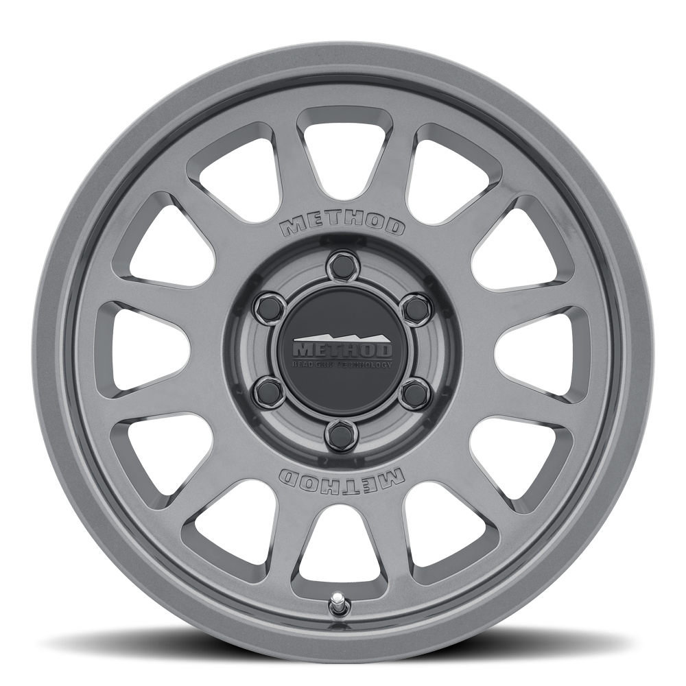 Aluminum Wheels 17x9 Bead Grip MR703 Bolt Pattern 5 On 127 Offset -12 Lip Size 1.18 Gloss Titanium SL Method