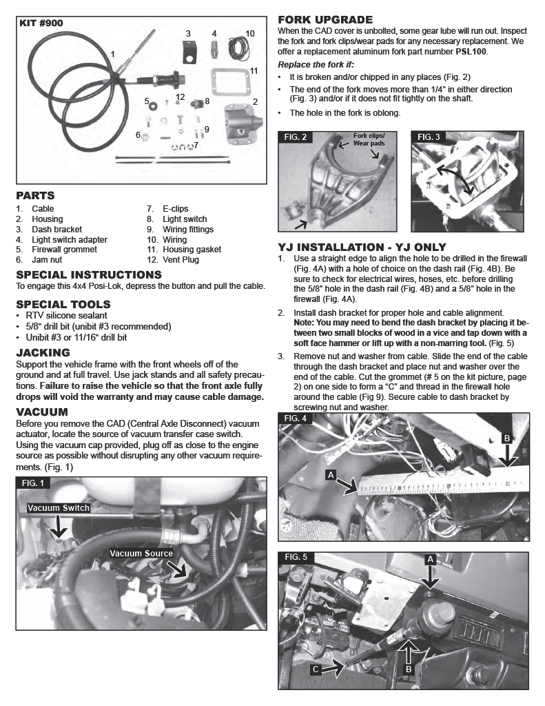 Posi-Lok Cable Actuated Front Axle Disconnect | PSL920 | Dana 30 | Jeep Wrangler YJ / Comanche MJ / Cherokee XJ