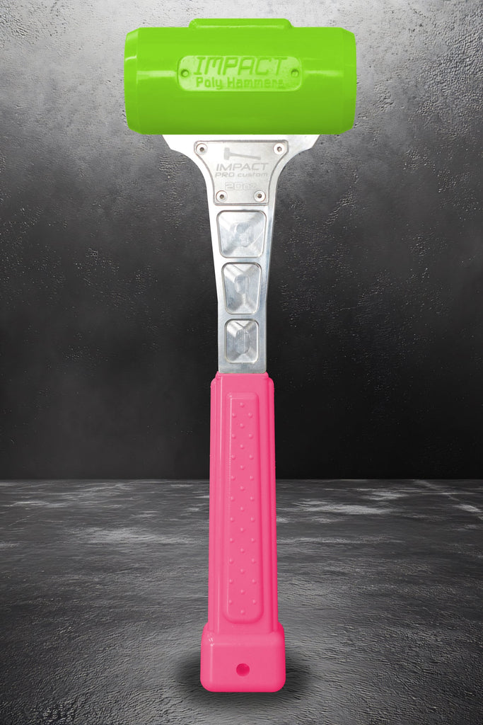 Impact Poly Hammers 20 oz Custom Lime Head / Pink Handle Polyurethane Dead Blow Hammer
