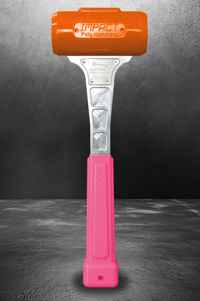 Impact Poly Hammers 20 oz Custom Orange Head / Pink Handle Polyurethane Dead Blow Hammer
