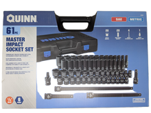 Load image into Gallery viewer, Quinn 61 Piece 1/2" Drive Master Impact Socket Set | 58680 | SAE / Metric