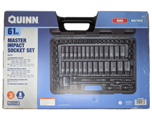 Load image into Gallery viewer, Quinn 61 Piece 1/2" Drive Master Impact Socket Set | 58680 | SAE / Metric