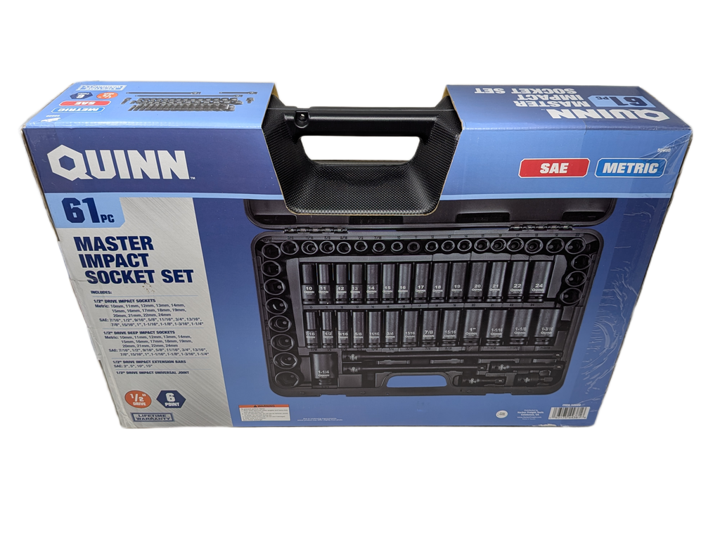 Quinn 61 Piece 1/2" Drive Master Impact Socket Set | 58680 | SAE / Metric