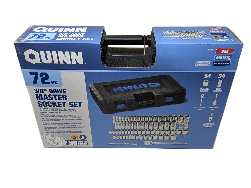 Quinn 72 Piece 3/8" Drive Master Socket / Ratchet Set | 70317 | SAE / Metric)