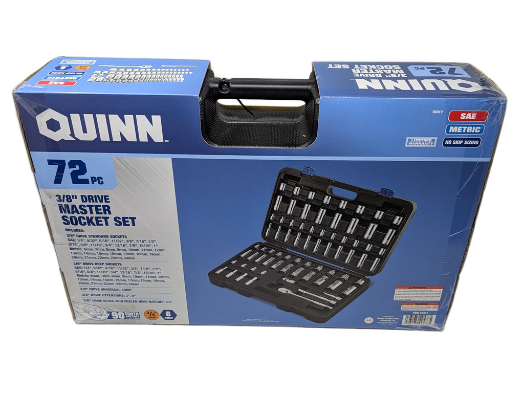 Quinn 72 Piece 3/8" Drive Master Socket / Ratchet Set | 70317 | SAE / Metric)