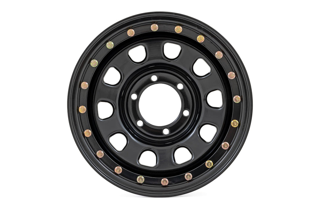 Steel Simulated Beadlock Wheel Black 15x8 5x4.5 3.30 Bore -19 Rough Country