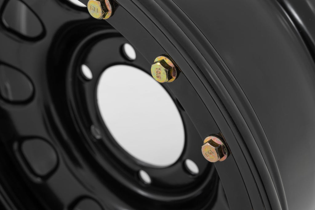Steel Simulated Beadlock Wheel Black 15x8 5x4.5 3.30 Bore -19 Rough Country