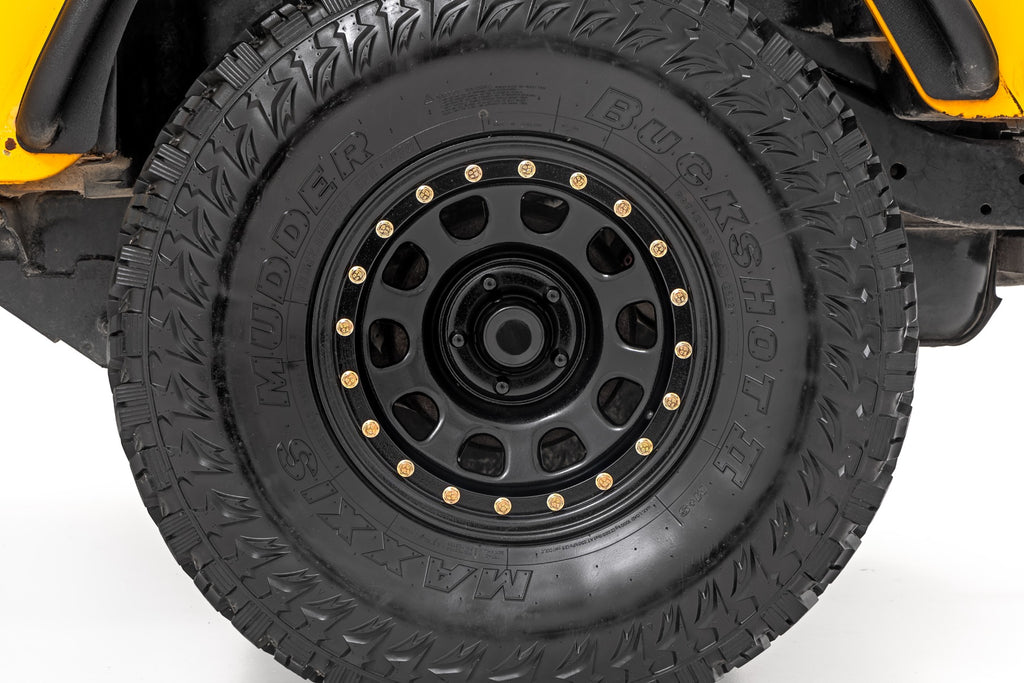 Steel Simulated Beadlock Wheel Black 15x8 5x4.5 3.30 Bore -19 Rough Country