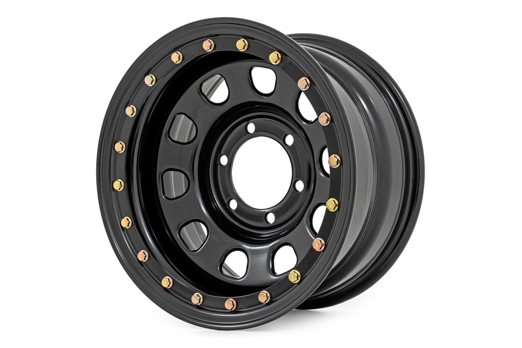Steel Simulated Bead Lock Wheel Black 16x8 6x5.5 4.25 Bore -12 Rough Country