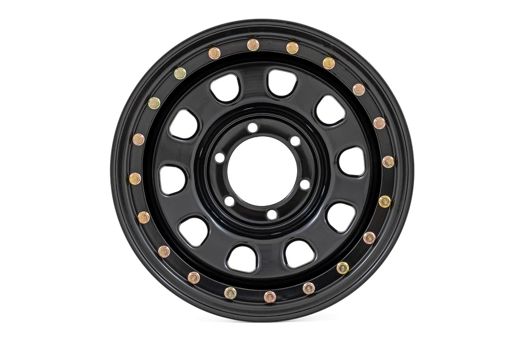 Steel Simulated Bead Lock Wheel Black 16x8 6x5.5 4.25 Bore -12 Rough Country