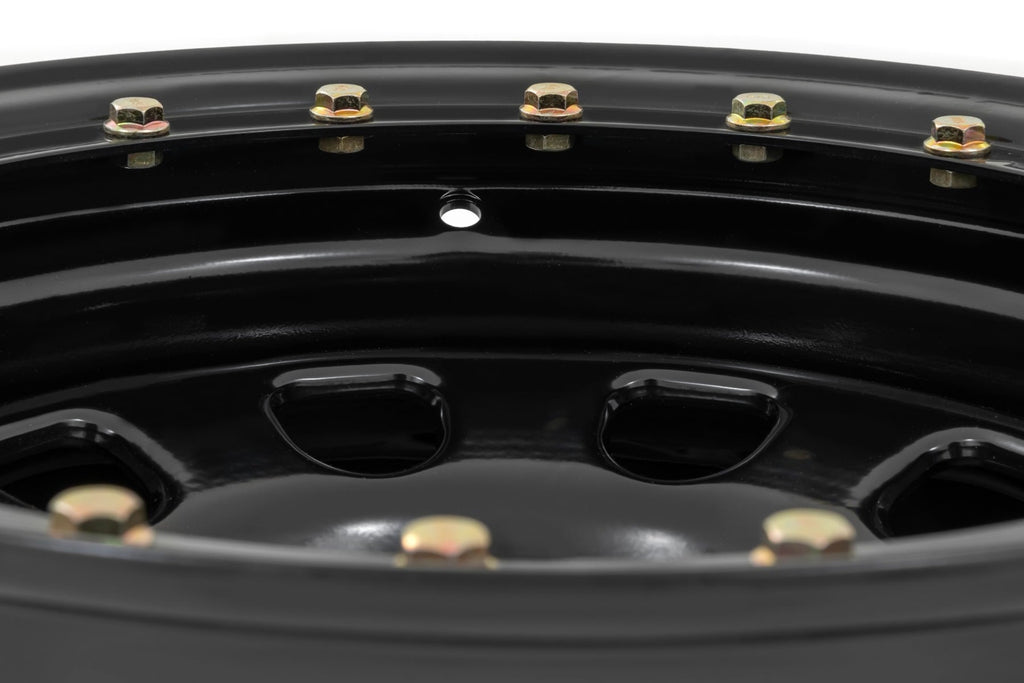 Steel Simulated Bead Lock Wheel Black 16x8 6x5.5 4.25 Bore -12 Rough Country