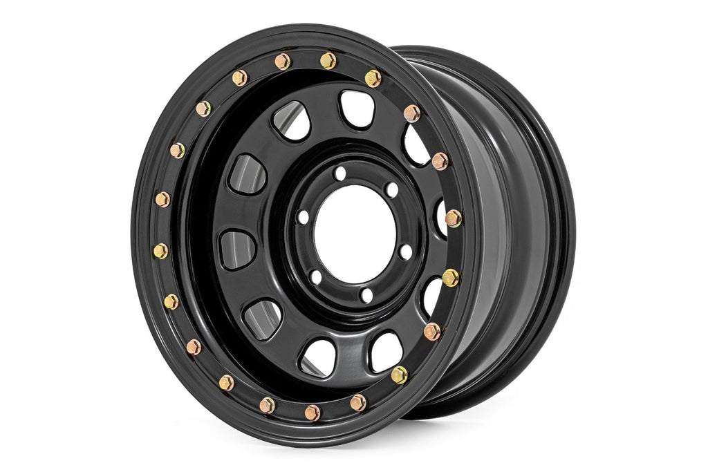 Steel Simulated Bead Lock Wheel Black 17x9 6x5.5 4.25 Bore -12 Rough Country