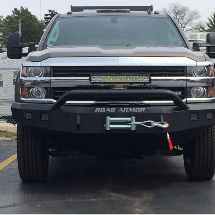 Road Armor Stealth Front Winch Bumper w/Pre-Runner Guard - Tex Blk | 2015 - 2019 Chevy Silverado 2500HD / 3500HD