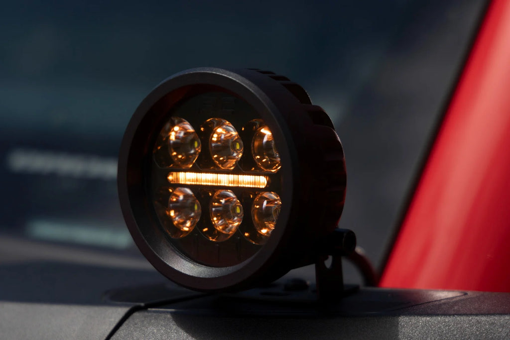 Rough Country Black Series Round LED Light Pair | 3.5 Inch | Amber DRL