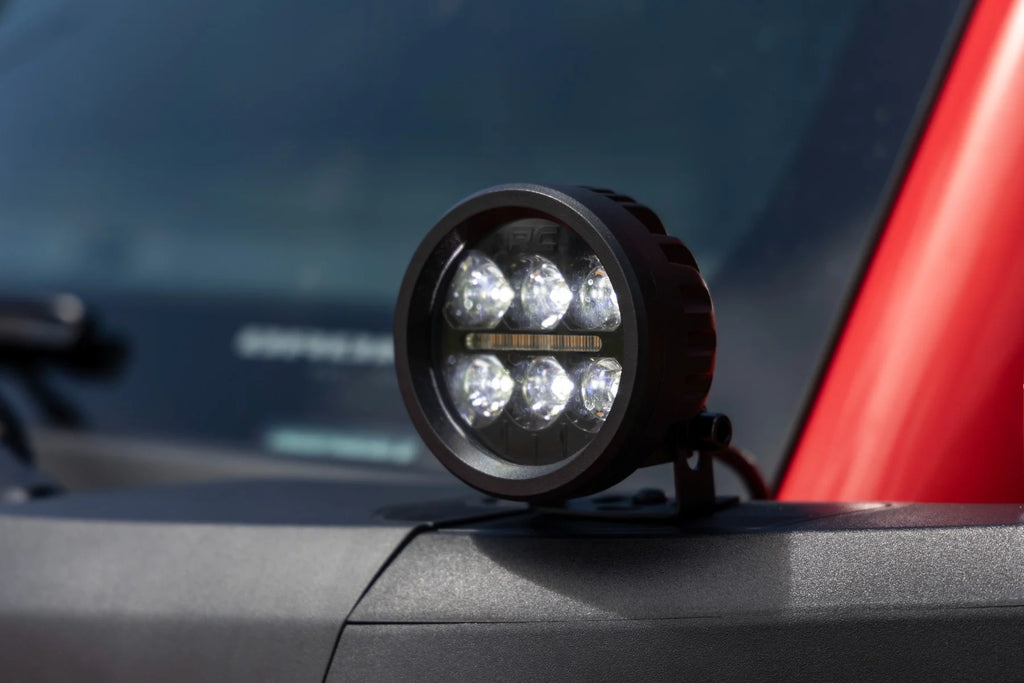 Rough Country Black Series Round LED Light Pair | 3.5 Inch | Amber DRL