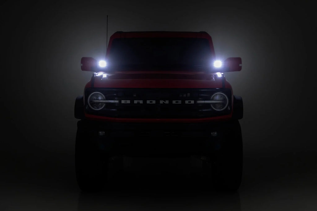 Rough Country Black Series Round LED Light Pair | 3.5 Inch | Amber DRL