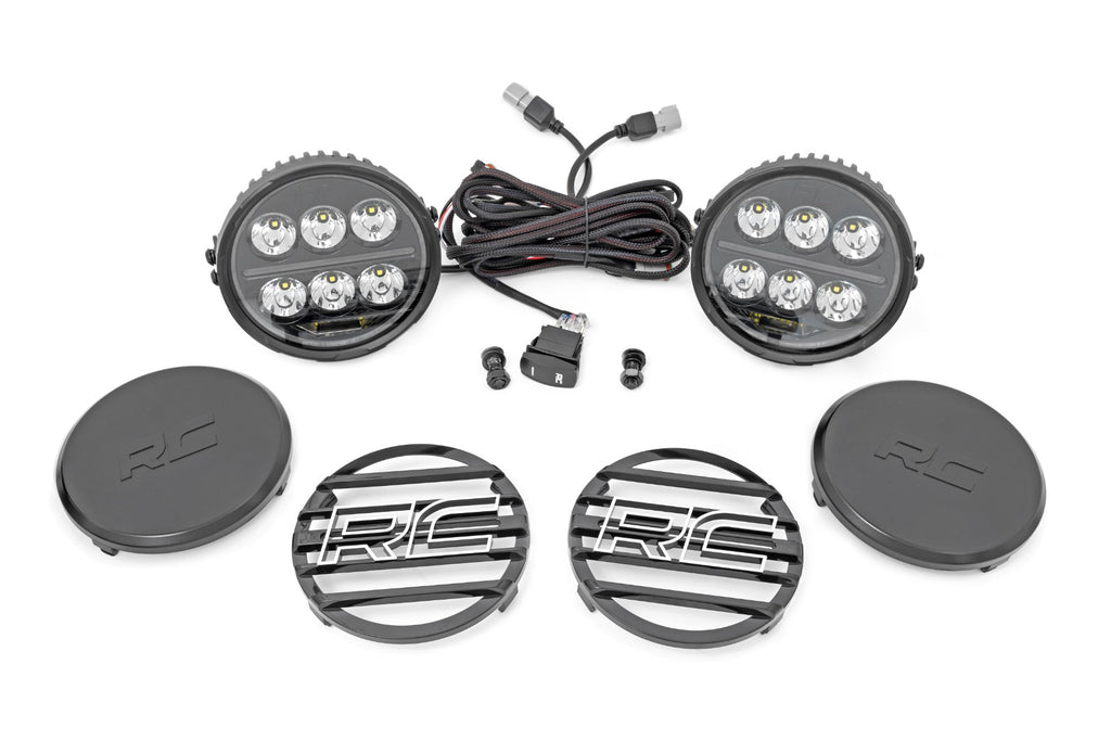 Rough Country Black Series Halo LED Light Pair | 70805B | White/Amber DRL | 6.5 Inch | Round