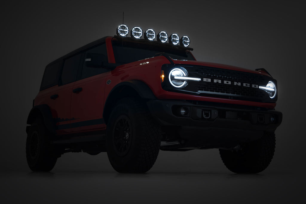 Rough Country Black Series Halo LED Light Pair | 70805B | White/Amber DRL | 6.5 Inch | Round