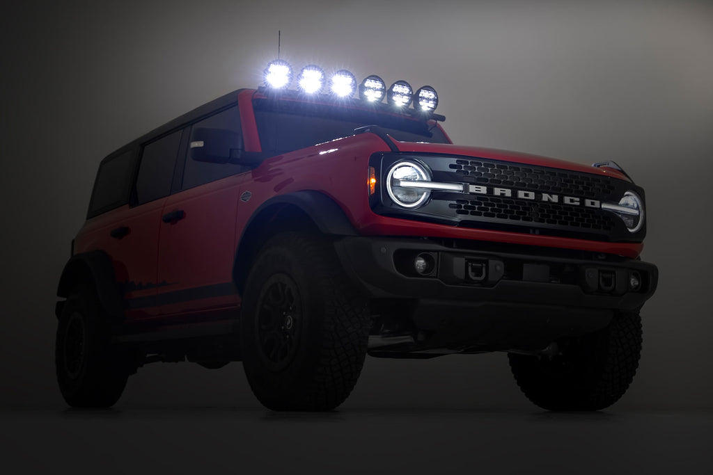 Rough Country Black Series Halo LED Light Pair | 70805B | White/Amber DRL | 6.5 Inch | Round