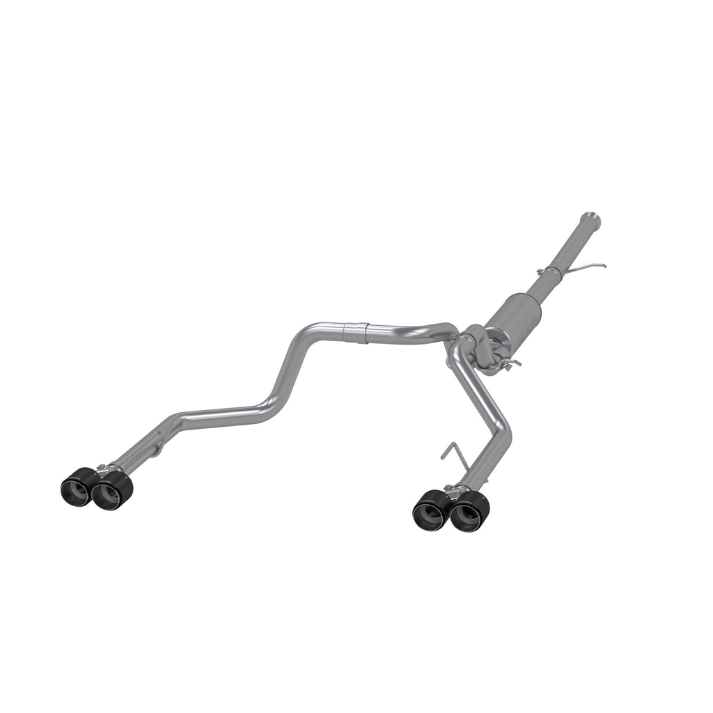 3.0 inch Cat-Back 2.5 inch Dual Split Rear Quad Carbon Fiber Tips 4.0 inch OD 19-up Silverado/Sierra 1500 Dual Out MBRP