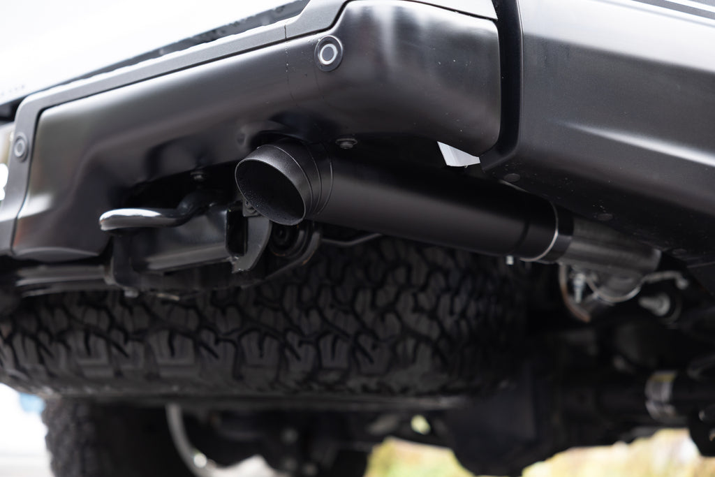 22-Present Ford F-150 Raptor 3.5L and Raptor R 5.2L Armor BLK 3-Inch Axle-Back Dual Split Rear Turn Down MBRP