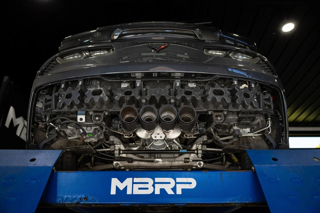 14-19 Chevrolet Corvette C7 6.2L, Armor Pro 3-Inch Axle-Back Dual Split Rear Quad Outlet with Carbon Fiber Tips, Active MBRP