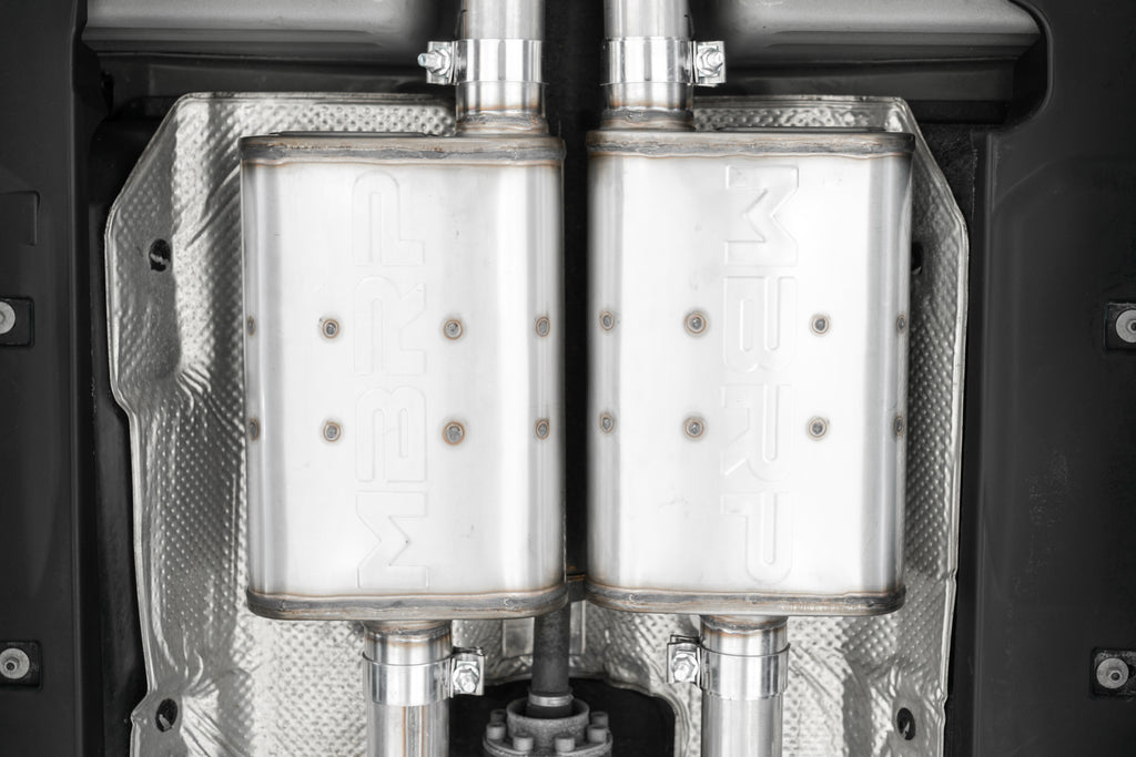 15-23 Dodge Challenger T304 Stainless Steel 2.5 Inch Cat Back Dual Rear Exit with Carbon Fiber Tips Exhaust System MBRP