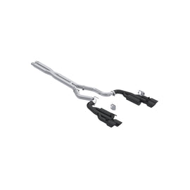 24-Up Ford Mustang GT 5.0L, Armor BLK Black-Coated Aluminized Steel 3 Inch Cat-Back Dual Split Rear with Quad Black Tips, Race Profile MBRP