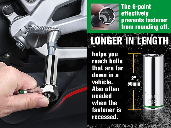 SK Tools 1/4" Drive 12 Pce Metric Deep Chrome Socket Set | SK01345