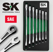 Cargar imagen en el visor de la galería, SK Tools 7 Piece SAE X-Frame Combination Ratcheting Wrench Set | SK80049