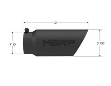 Load image into Gallery viewer, Exhaust Tip 5 Inch O.D. Dual Wall Angled 4 Inch Inlet 12 Inch Length-Black Finish MBRP