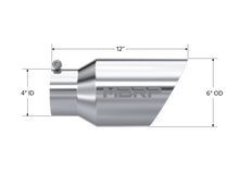 Cargar imagen en el visor de la galería, Exhaust Tail Pipe Tip 6 Inch O.D. Dual Wall Angled 4 Inch Inlet 12 Inch Length T304 Stainless Steel MBRP