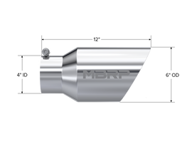 Exhaust Tail Pipe Tip 6 Inch O.D. Dual Wall Angled 4 Inch Inlet 12 Inch Length T304 Stainless Steel MBRP