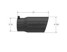 Cargar imagen en el visor de la galería, Exhaust Tip 6 Inch O.D. Dual Wall Angled 5 Inch Inlet 12 Inch Length-Black Finish MBRP