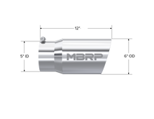 Cargar imagen en el visor de la galería, Exhaust Tail Pipe Tip 6 Inch O.D. Dual Wall Angled 5 Inch Inlet 12 Inch Length T304 Stainless Steel MBRP