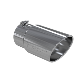 Exhaust Tail Pipe Tip 6 Inch O.D. Angled Rolled End 5 Inch Inlet 12 Inch Length T304 Stainless Steel MBRP