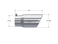 Load image into Gallery viewer, Exhaust Tail Pipe Tip 6 Inch O.D. Angled Rolled End 5 Inch Inlet 12 Inch Length T304 Stainless Steel MBRP