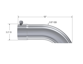 Exhaust Tail Pipe Tip 3.5 Inch O.D. Turn Down 3.5 Inch Inlet 12 Inch Length T304 Stainless Steel MBRP