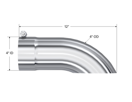 Exhaust Tail Pipe Tip 4 Inch O.D. Turn Down 4 Inch Inlet 12 Inch Length T304 Stainless Steel MBRP