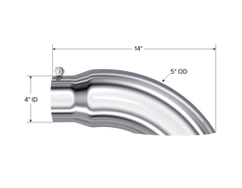 Exhaust Tail Pipe Tip 5 Inch O.D. Turn Down 4 Inch Inlet 14 Inch Length T304 Stainless Steel MBRP