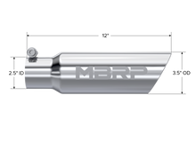 Cargar imagen en el visor de la galería, Exhaust Tail Pipe Tip 3 1/2 Inch O.D. Dual Wall Angled 2 1/2 Inch Inlet 12 Inch Length T304 Stainless Steel MBRP