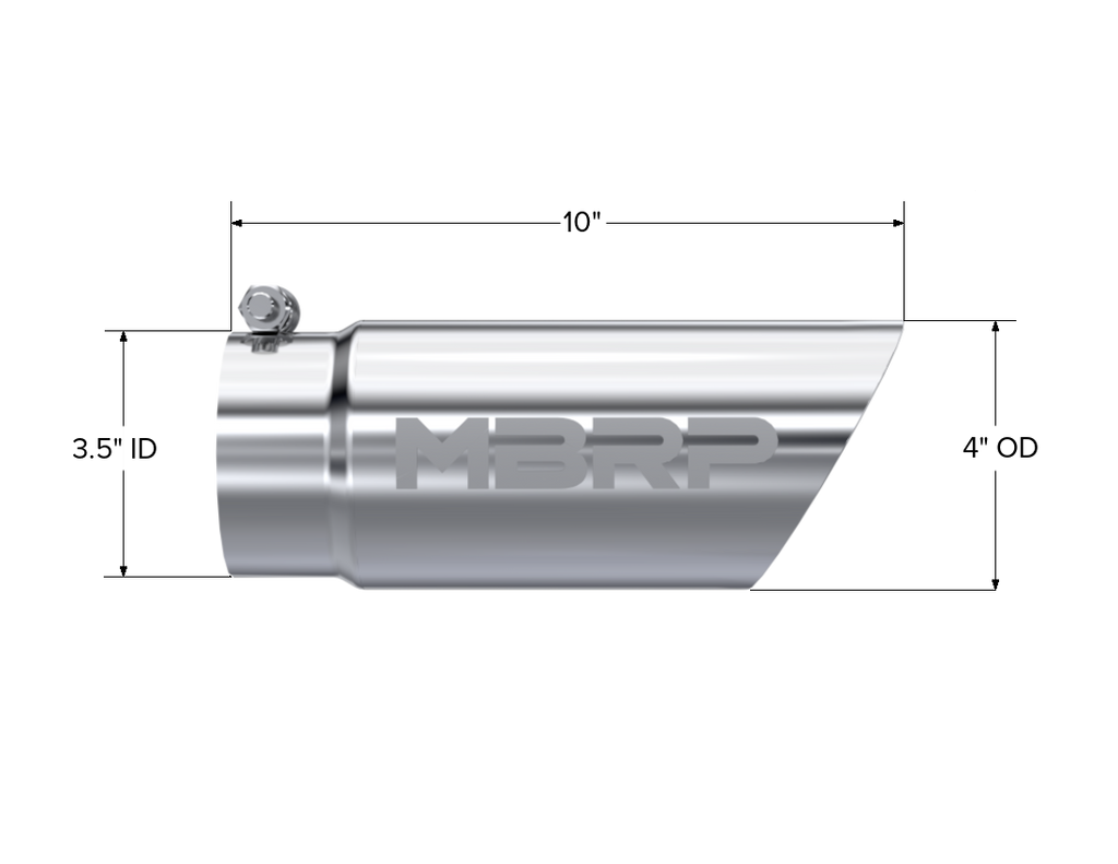Exhaust Tip 4 Inch O.D. Dual Wall Angled 3 1/2 Inch Inlet 10 Inch Length T304 Stainless Steel MBRP