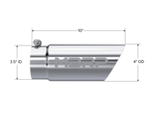 Cargar imagen en el visor de la galería, Exhaust Tip 4 Inch O.D. Dual Wall Angled 3 1/2 Inch Inlet 10 Inch Length T304 Stainless Steel MBRP